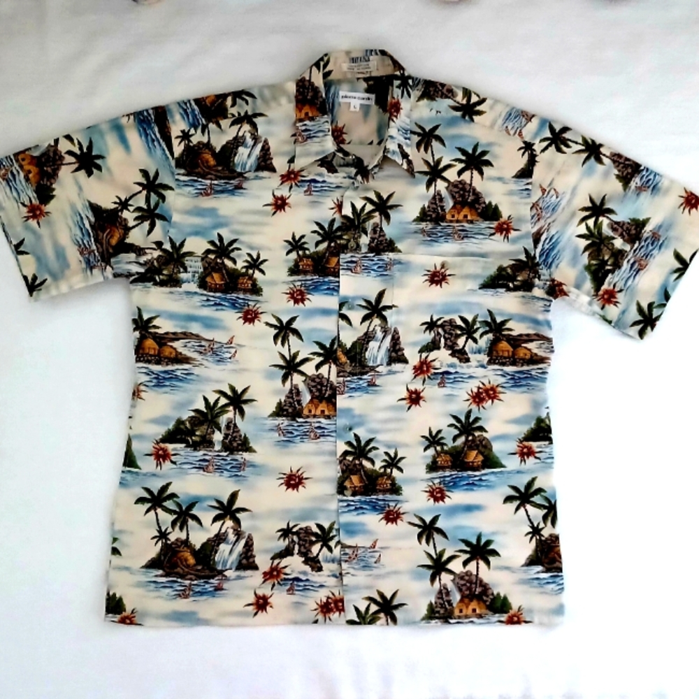 Vintage Pierre Cardin Men's Hawaiian Shirt, L